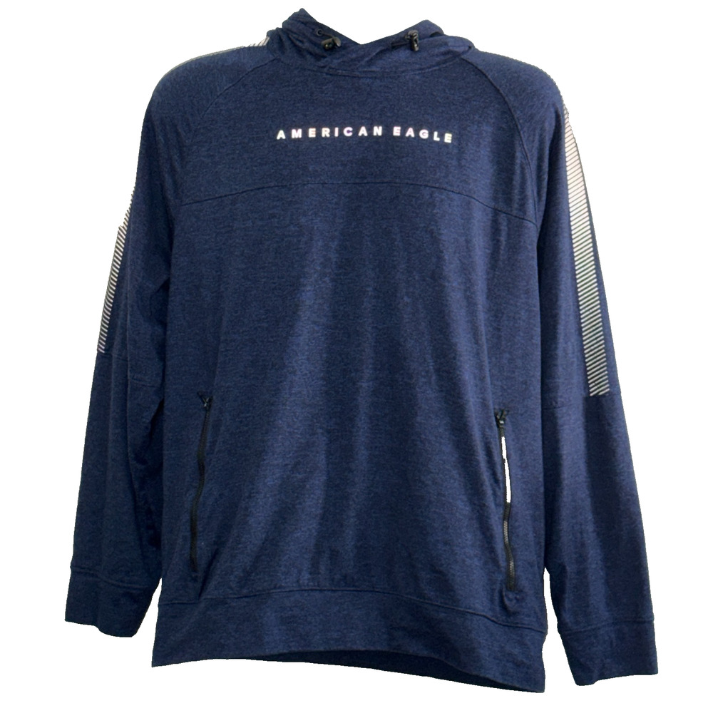 American Eagle Outfitters Hoodie Mens Size L Navy Black Heathered zip pockets